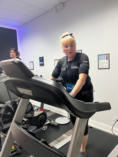 Gym workout fitness studio members exercising